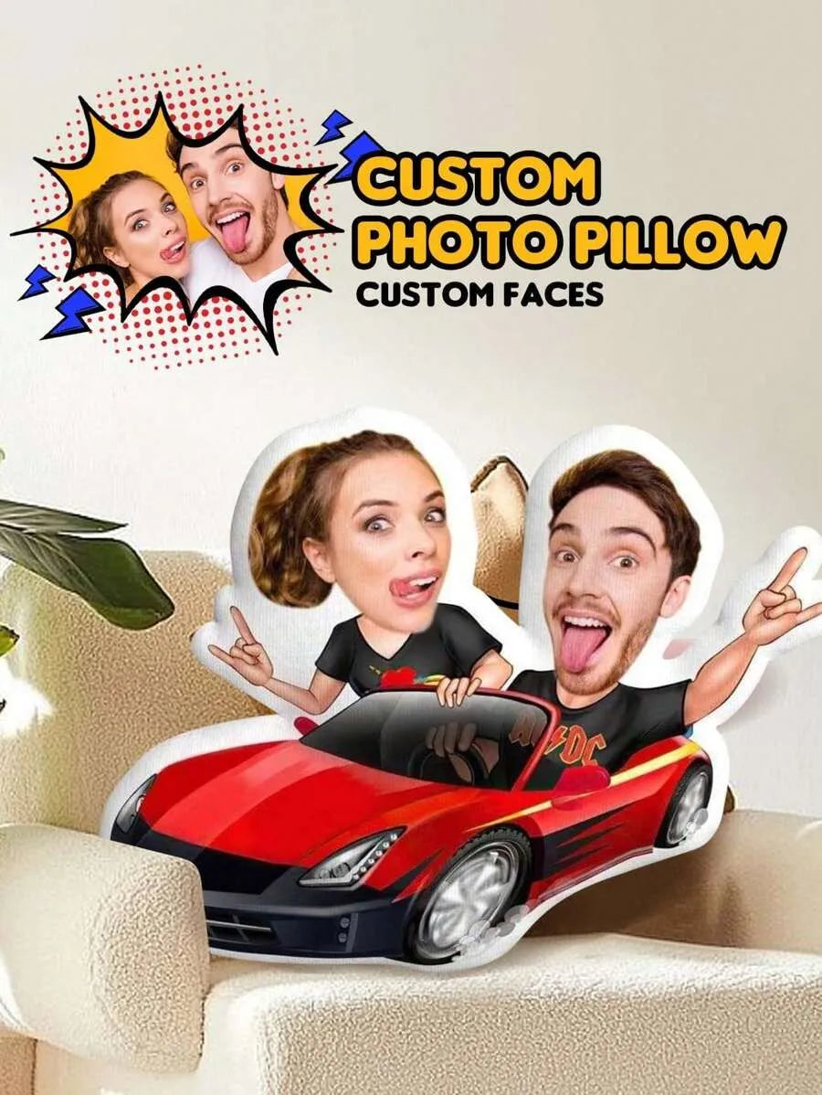 coussin personnalisé image voiture rouge personnages 3d tailles 20cm 30cm 40cm 50cm polyester
