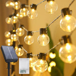 guirlande led solaire suspendue jaune ampoules transparentes panneau solaire autoinstallation festiveextérieurjardinterrasse