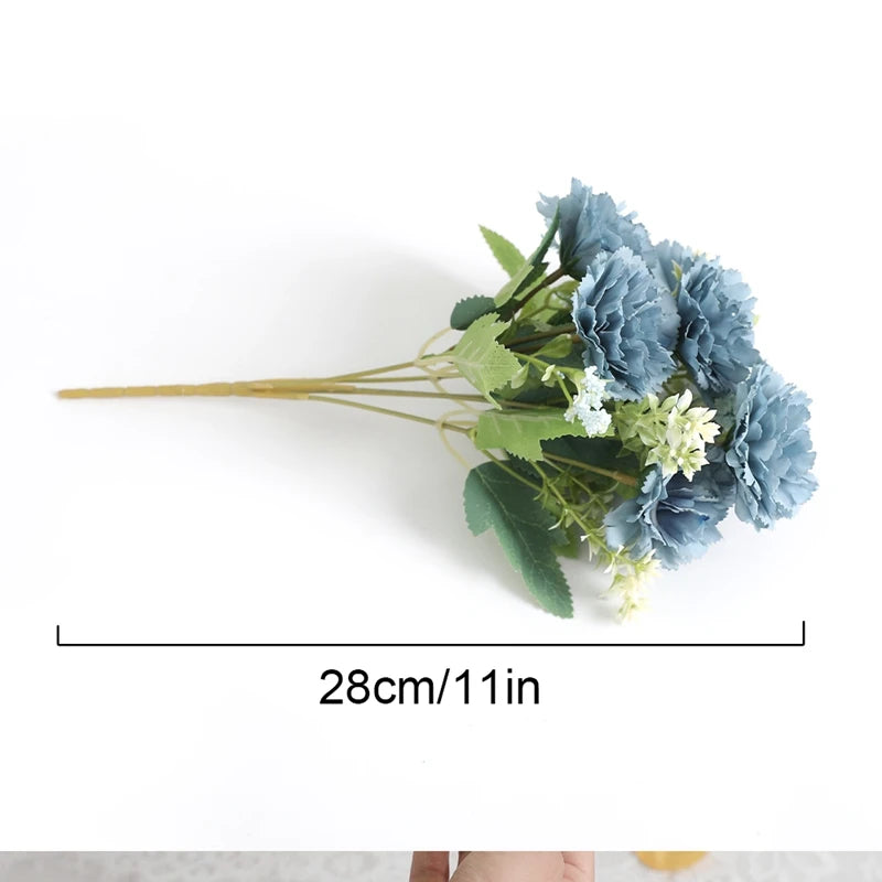 Bouquet artificiel coquelicot feuilles vertes mariage décoration intérieure vase bleu rose orange blanc vert