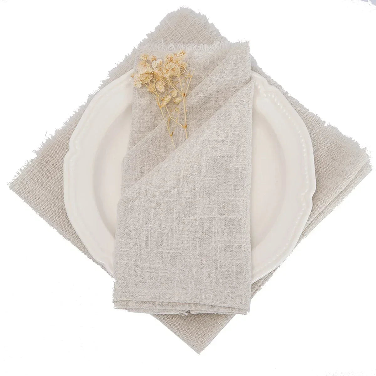 lot serviettes table coton rose franges ruban décorations mariage fête table rustique moderne