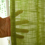 rideau vert texture lin moderne semi opaque tulle polyester inclusion accessoires fenêtre française