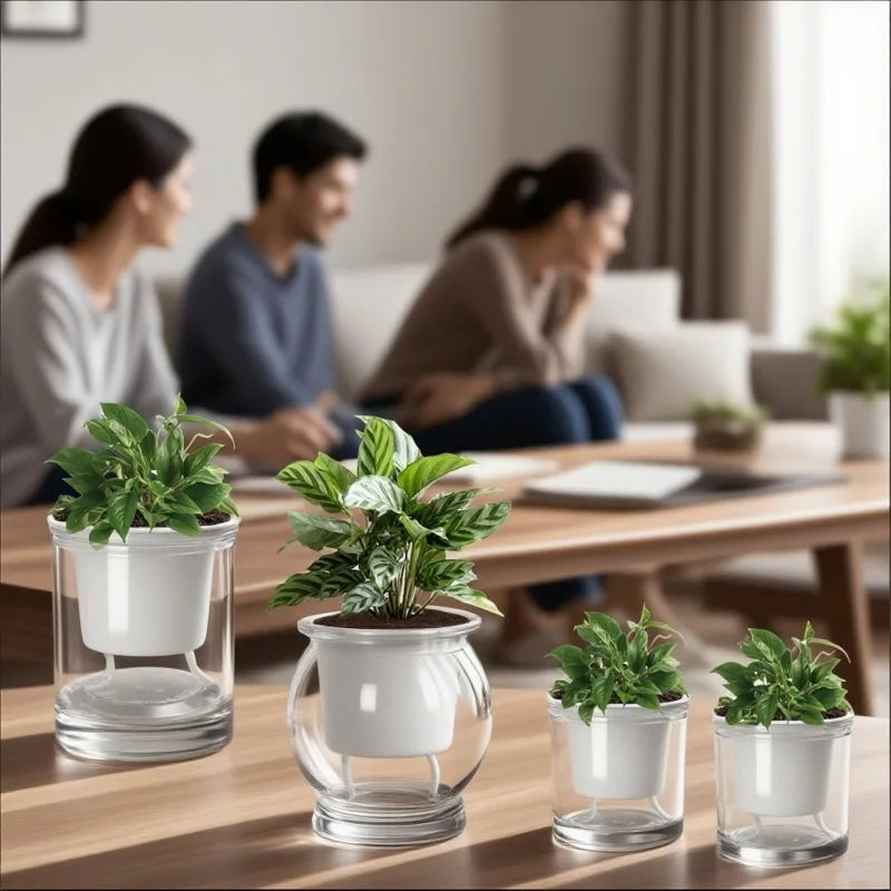 pots fleurs résine transparent moderne blanc intérieur décoration herbes plantes succulentesintérieur 10cm ouvertURE 13cm