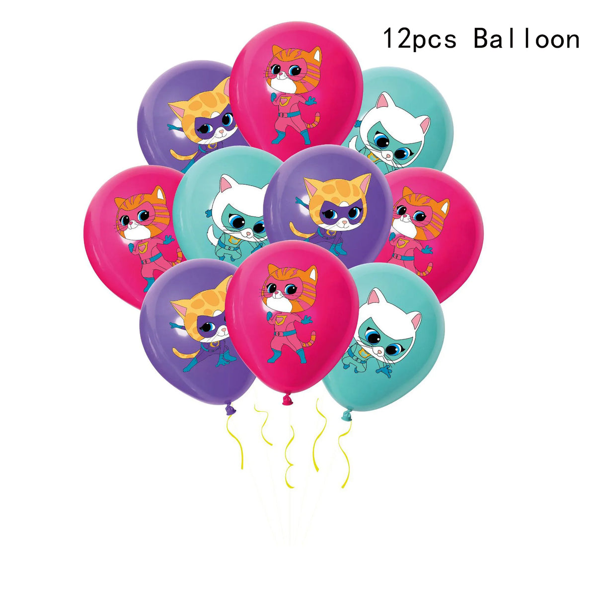 accessoires fête dessins animés chats mignons assiettes serviettes gobelets bannière décoration gâteau ruban table