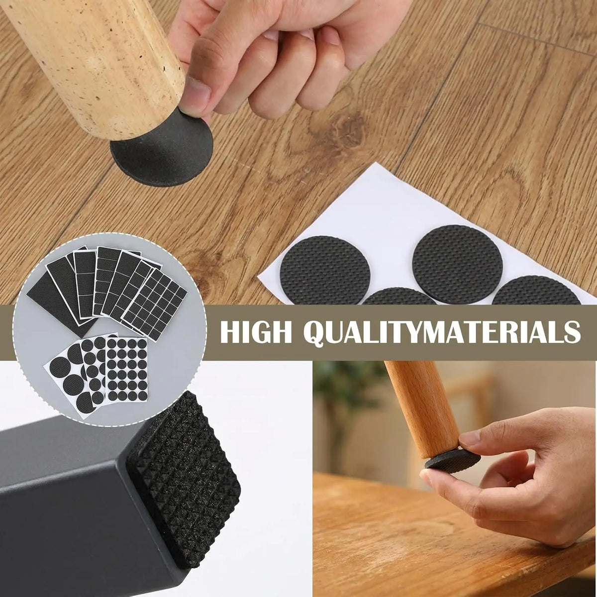 protecteurs meubles adhésifs mousse eva noir tissu petits points pratique utilitaire 12pcs rond 30pcs