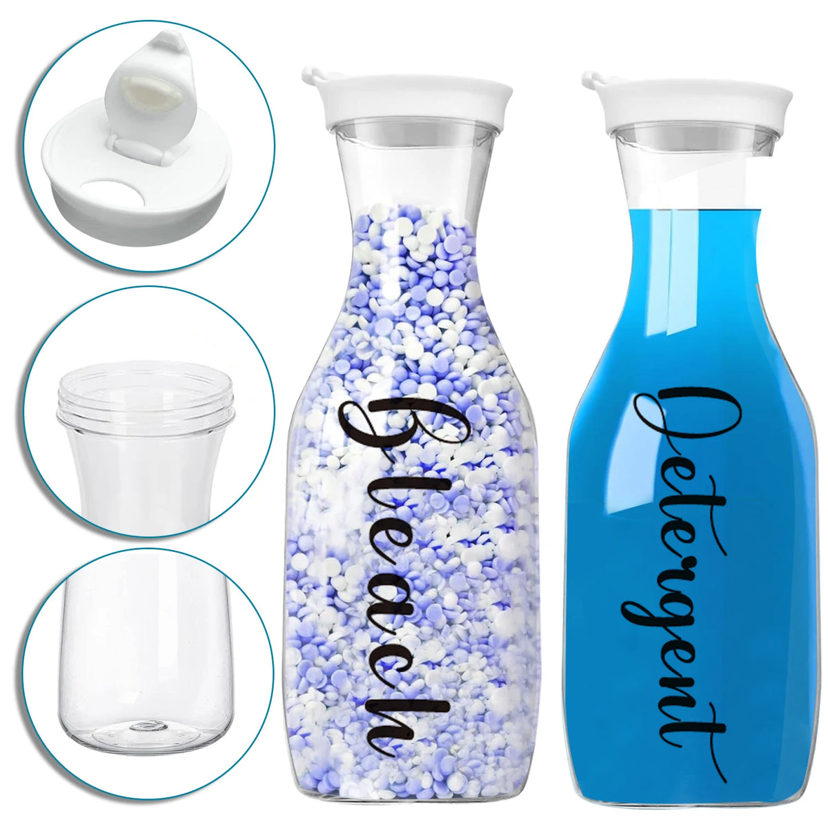 bouteilles détergent transparentes modernes rechargeables bleu blanc détergent doser facile buanderie économique écologique élégant