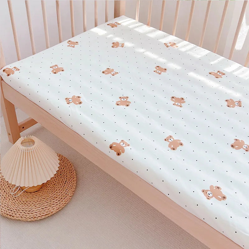 drap bébé couverture panda points sapins élastique simple beige uni coton respirant lit enfant