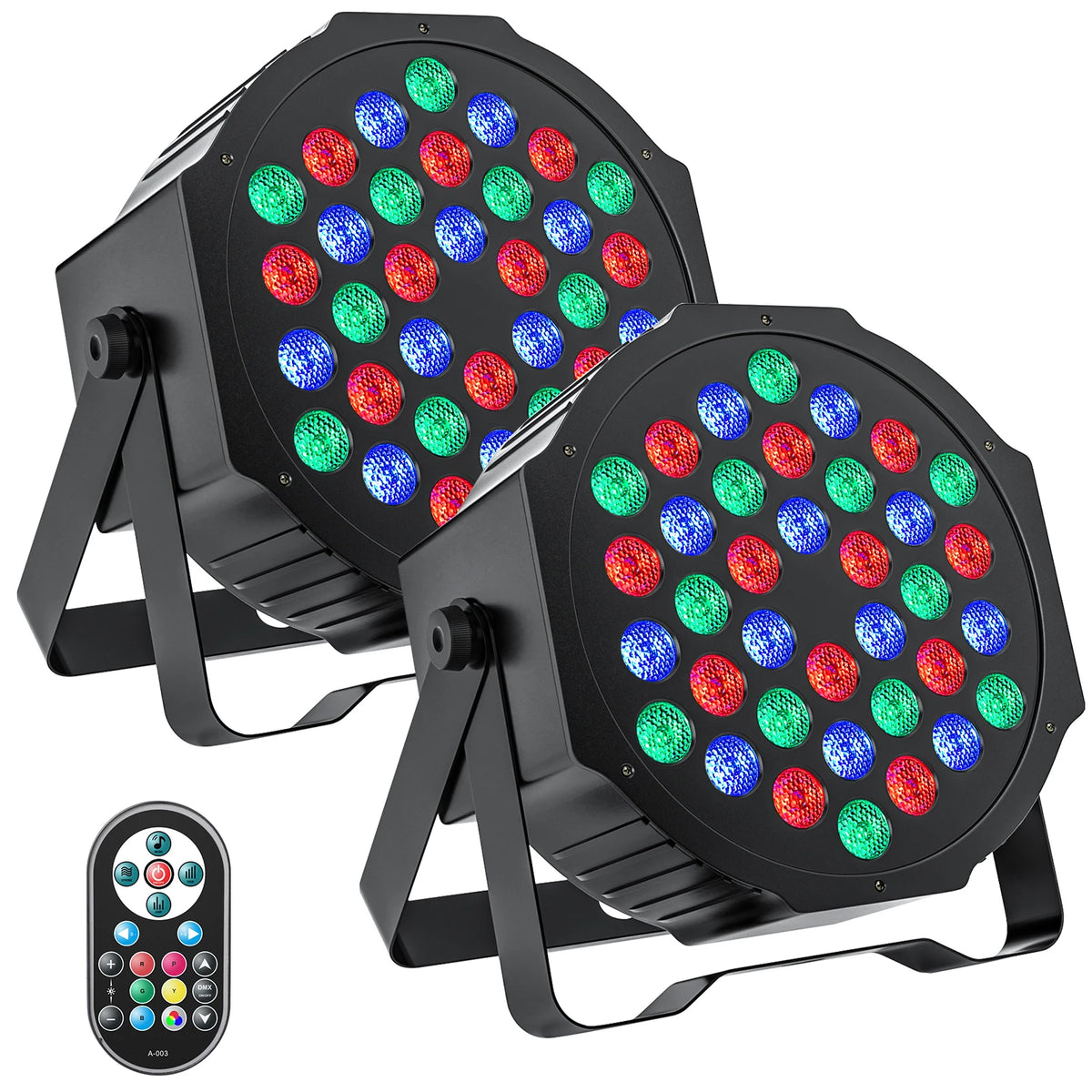 projecteur led noir dmx effet scènes professionnel 36w rgb commandes distantes