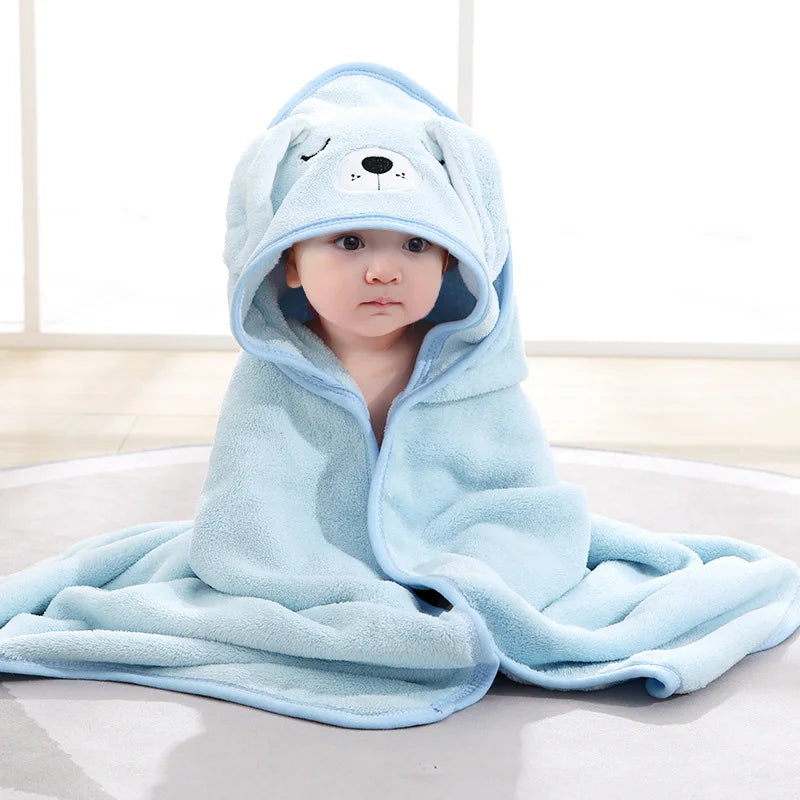 serviette bain bébé robe ours chat enfant douce veloutée glissière sourire yeux oreilles