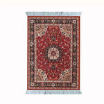 tapis persan franges ornements traditionnels rouge bleu noir beige marron classique sous verre gaming