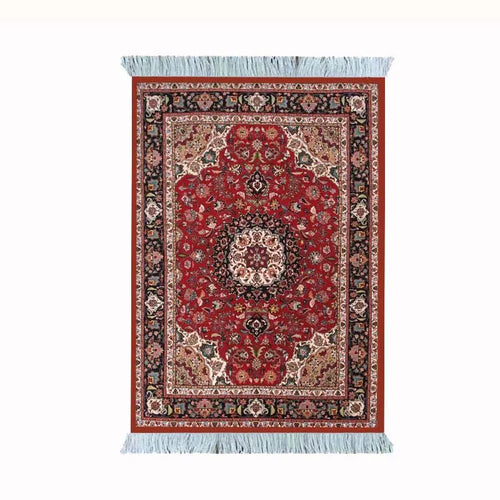 tapis persan franges ornements traditionnels rouge bleu noir beige marron classique sous verre gaming