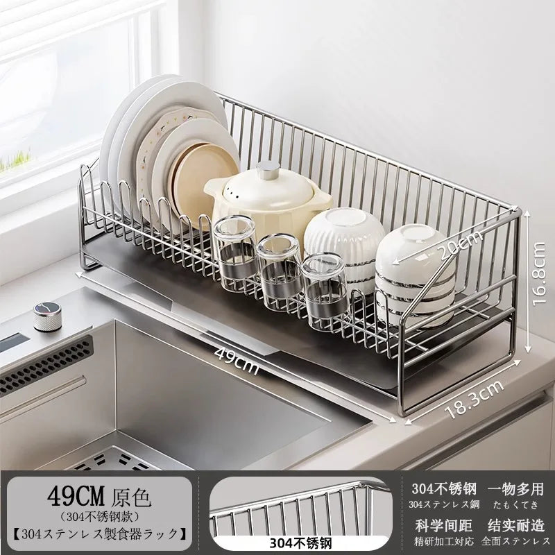 égouttoir vaisselle acier inoxydable moderne assiettes tasses cuillères couverts support cuisine respectueux environnement multifonctionnel