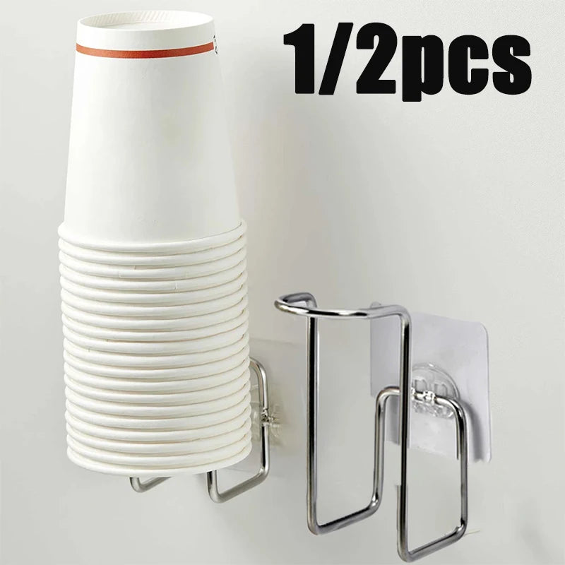 porte gobelets mural argenté support cuisine rangement moderne adhésif vaisselle réutilisable minimaliste multifonctionnels