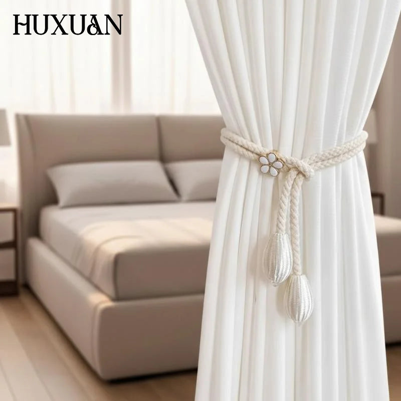 rubans fenêtres blancs gris modernes élégants boutons décoratifs clous réglables sans perçage