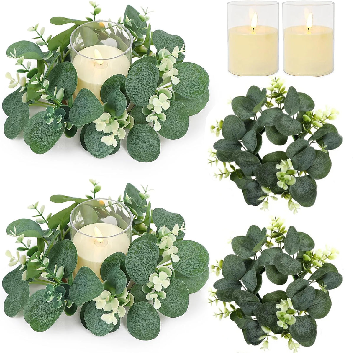 décoration intérieure couronne feuilles artificielles vertes fleurs blanches naturelle rustique anniversaire maison
