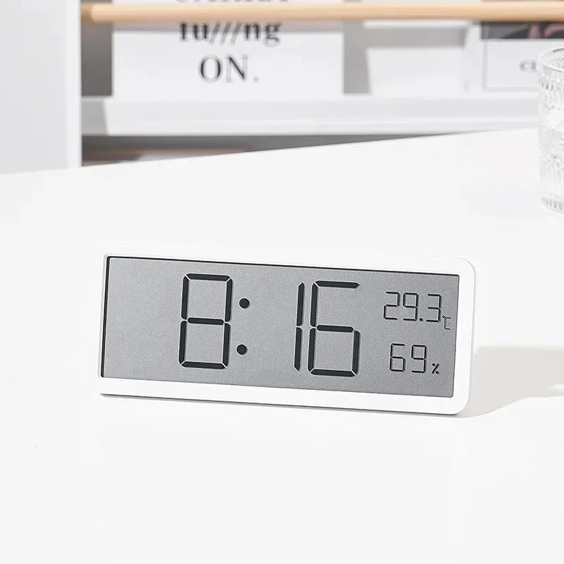 horloge murale numérique moderne affichage heure température humidité noir blanc