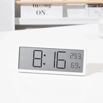 horloge murale numérique moderne affichage heure température humidité noir blanc