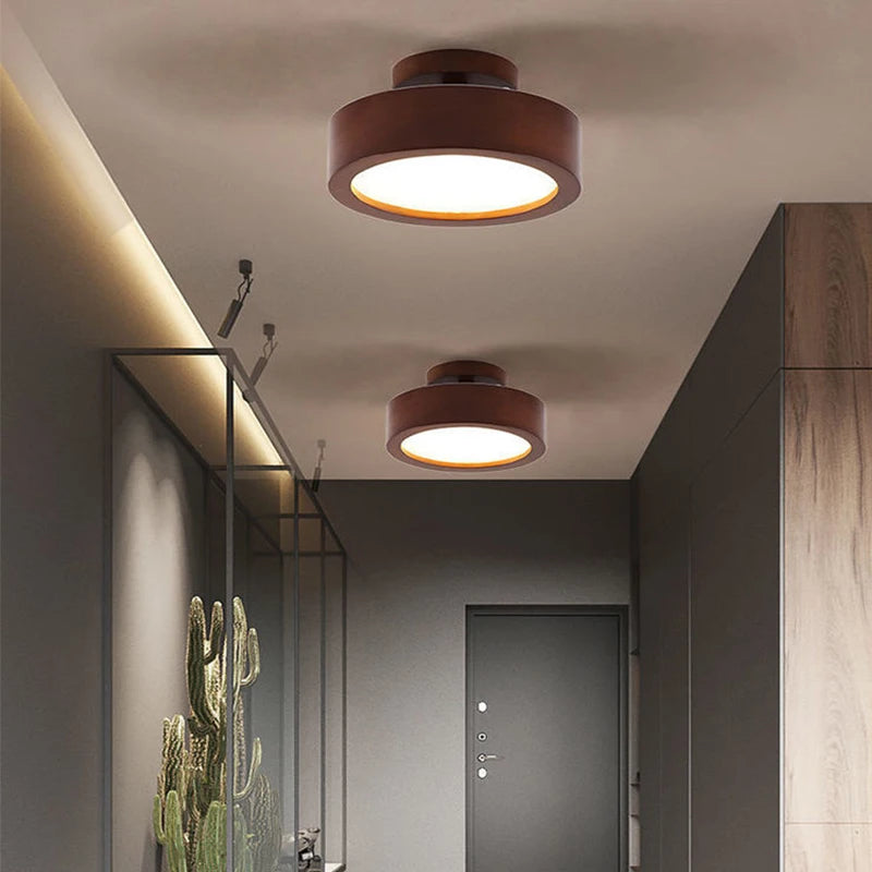 lampes plafonniers modernes minimalistes bois clair foncé éclairage led blanc chaud chambre salon salle