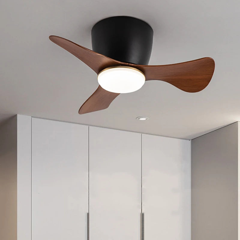 ventilateur moderne led télécommande faible bruit chambre salon noir texture bois