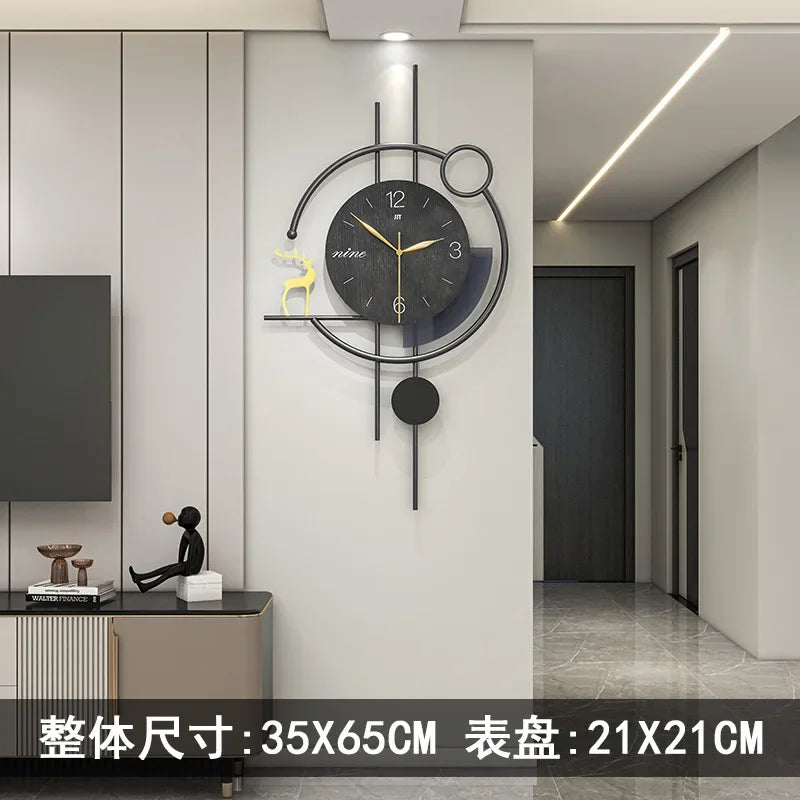 horloge murale moderne artistique abstraite salon or noir minimalisteDecoration cerf geometrique