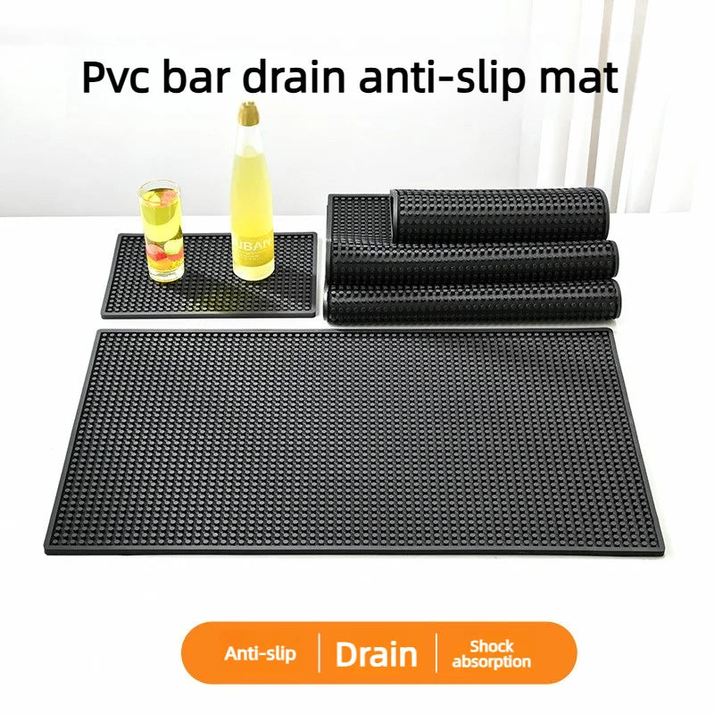 tapis bar noir perforé moderne antidérapant résistant chaleur drainage barista cocktail 45x30cm