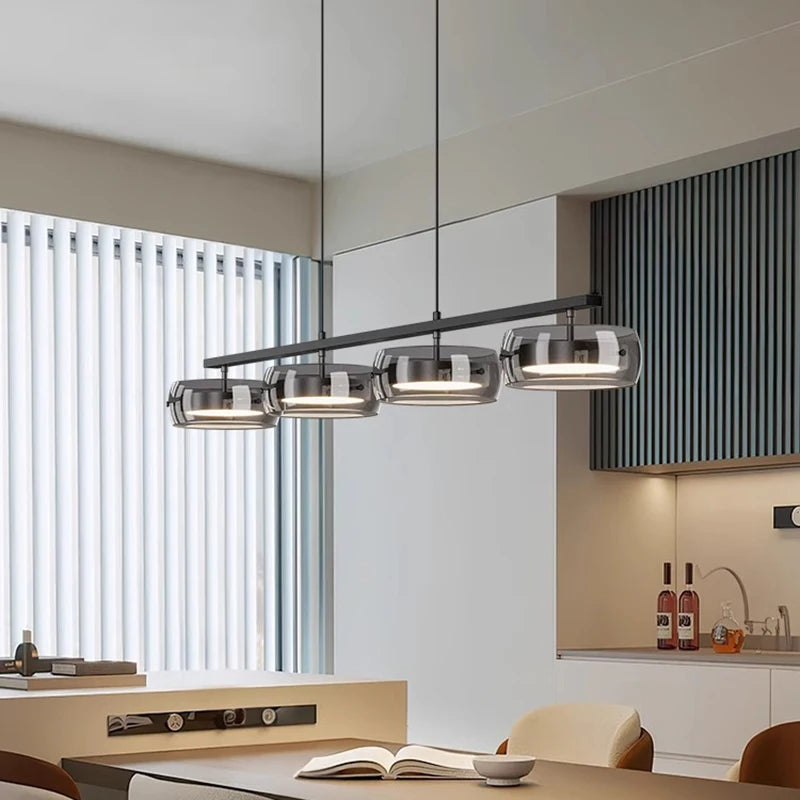 suspension lumineuse moderne noir transparent plafonnier nordique têtes 90cm suspendre inoxydable
