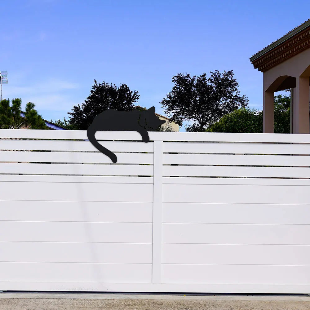 décoration murale silhouette chat dormant autocollant noir minimaliste fixations adhésifextérieur durable opaque