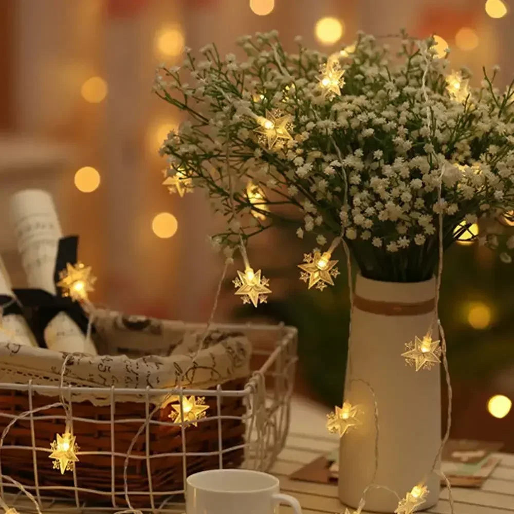 guirlande lumineuse étoiles blanc chaud scintillement noël mariage décoration festive led batterie moderne