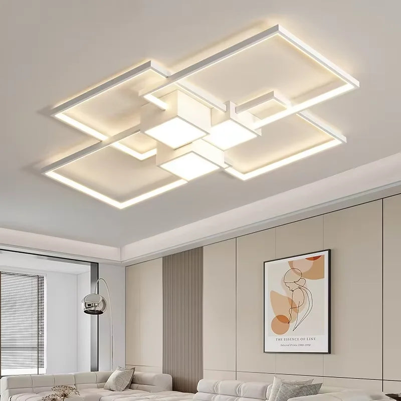 plafonnier led carré moderne minimaliste noir blanc géométrique chambre décoration maison
