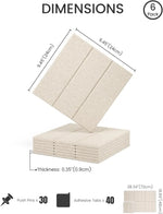 panneaux acoustiques modernes beige clair texture légèrement rugueuse 28.34x18cm 9.45x9.45cm 0.35cm épais adhésif