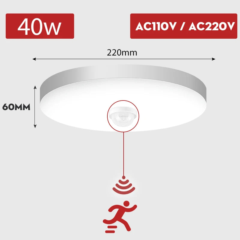 plafonnier led blanc moderne adhésif détecteur mouvement 110v 220v 15w 30w