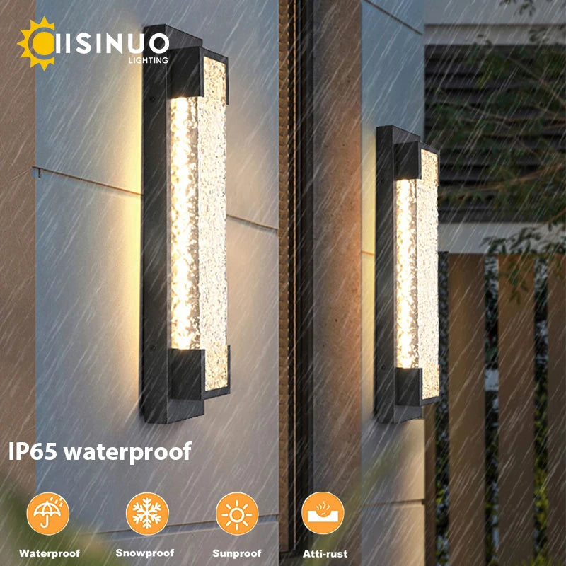 lampe murale led noire contemporaine acier inoxydable ondulée ip65 réglable triac 3000k 6000k