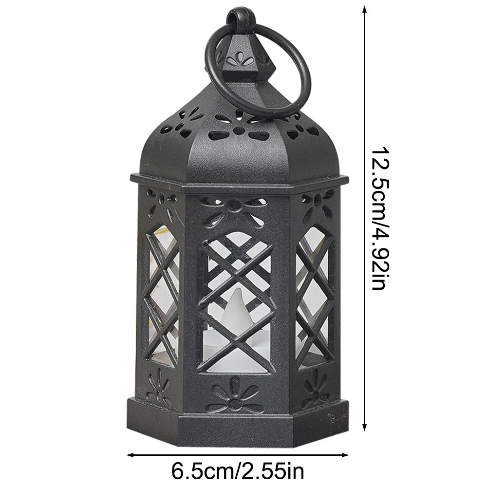 Lanterne LED noire utilisée en décoration intérieure