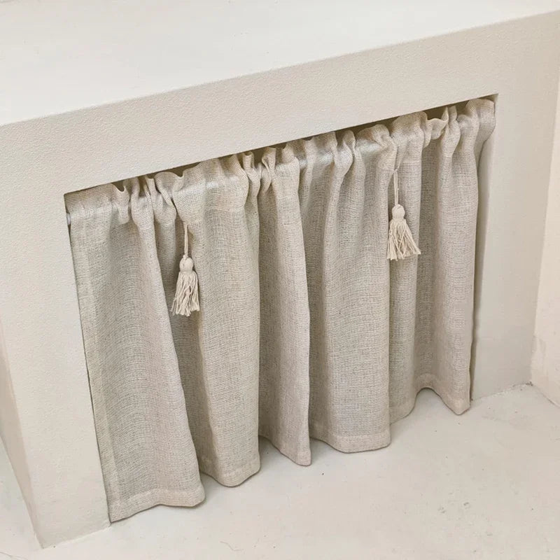 rideau coton lin beige rustique bohème fenêtre tringle decoration interieur champetre boheme tasson corde