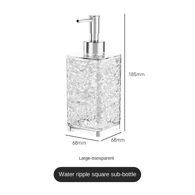 distributeur savon liquide transparent texture ondulée moderne salle bain cuisine rechargeable pump bouchon