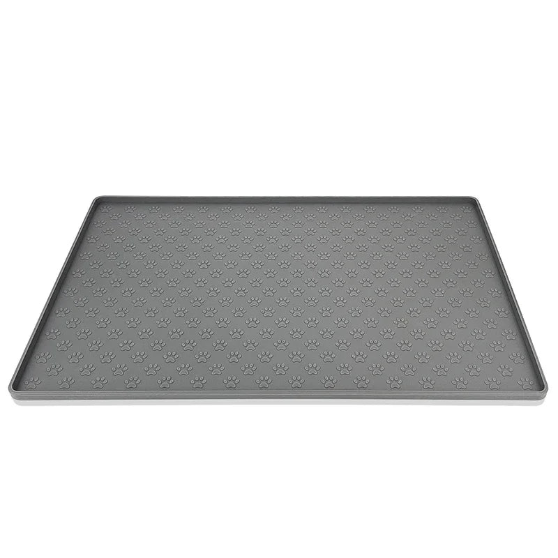 tapis nourriture animal imprimé pattes gris moderne opacité 80x60cm 60x46cm 40x30cm 29.5x18cm