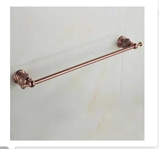 porte serviettes rose doré ensemble salle bain classique fixations murales barres anneaux