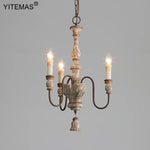 lustre vintage rustique bois naturel métal noir trois lumières suspension entrée couloir