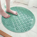 tapis bain circulaire texturé motifs floraux bleu rose moderne adhésif salle bain douceur antidérapant