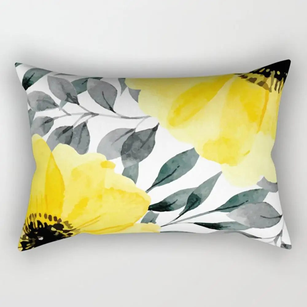 taie d'oreiller rectangulaire jaune clair motif géométrique moderne housse coussin canapé coton 30x50cm
