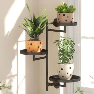 étagère murale industrielle noire rotative vis fixations pots plantes moderne intérieur robuste