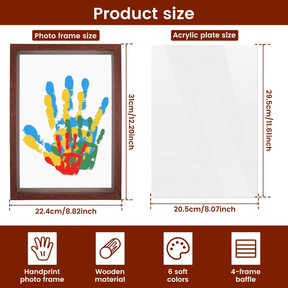 cadre photo empreintes mains colorées boise acrylique peinture brosse crayon clous souvenirs famille moderne