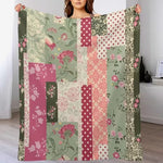couverture flanelle patchwork motifs floraux polyestère vintage toutes saisons utilisation maison hospitalière voyage