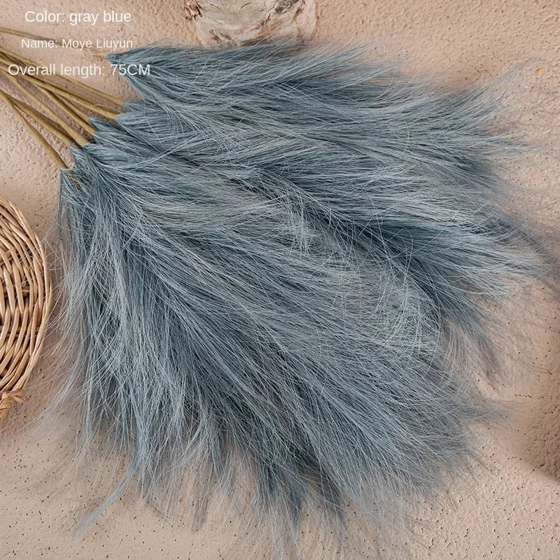 bouquet plumes artificielles gris rose beige bleu naturel rustique intérieur 75cm decoration fete mariage