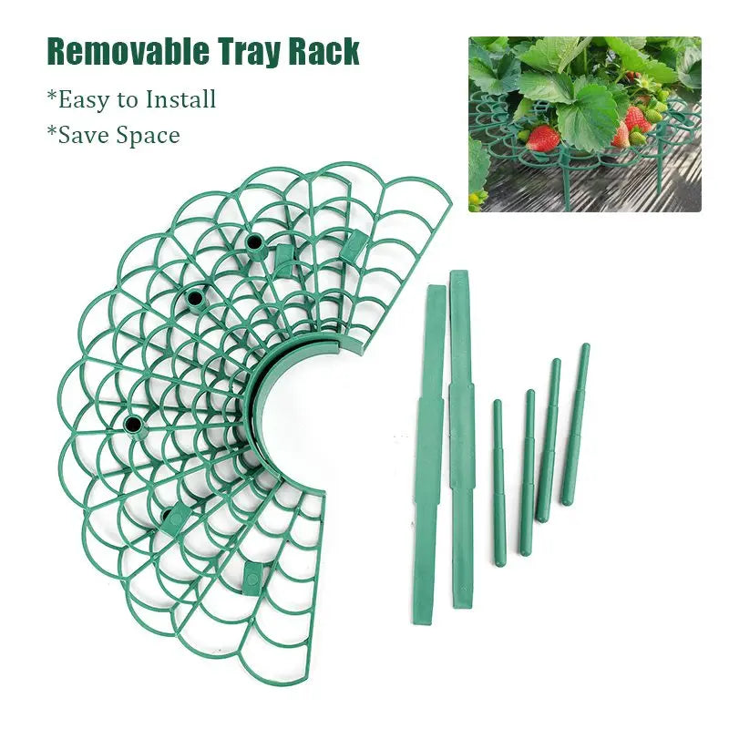 support fraises plastique noirâtre vert grille circulaire moderne clips tiges balcon jardin anti salissure