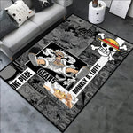 tapis personnages manga one piece luffy gears noir blanc gris graphique maison
