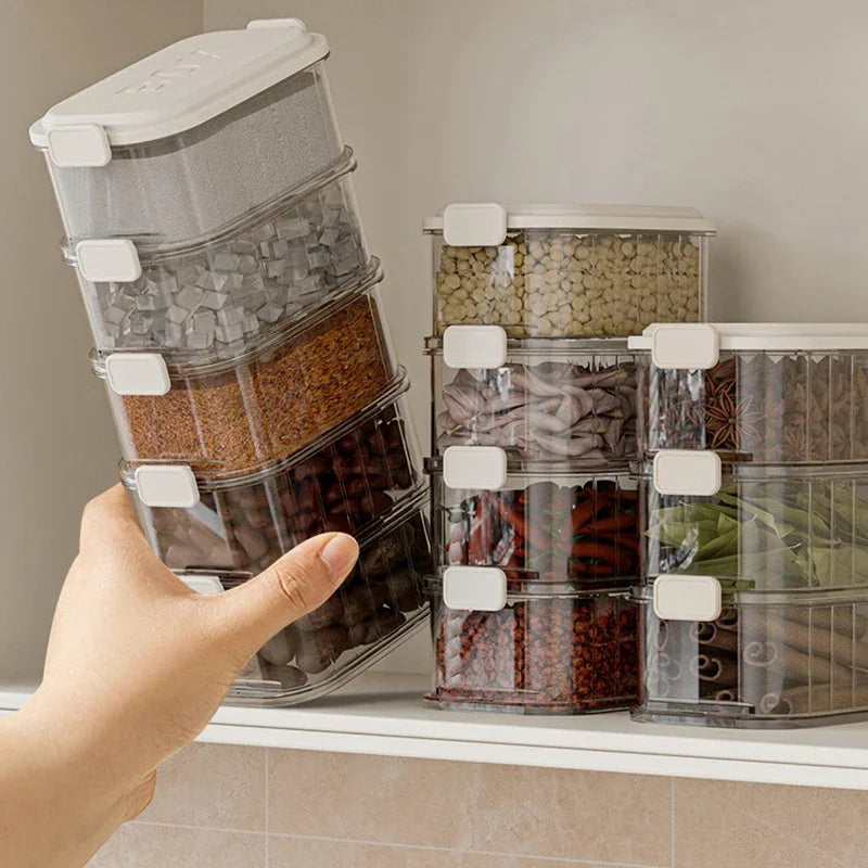 boîtes rangement transparentes herbes épices clips modernes pratiques stockage aliments