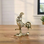 statue coq doré bronze texturé détails sculptés traditionnel artistique dimensions 4cm 6.5cm