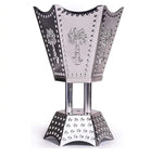 bougeoir incense métal argent or croix sculptées points dorés artisanal salon décoration