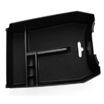 plateau organisateur noir console centrale compartiments texturés moderne utilitaire auto multifonctionnels