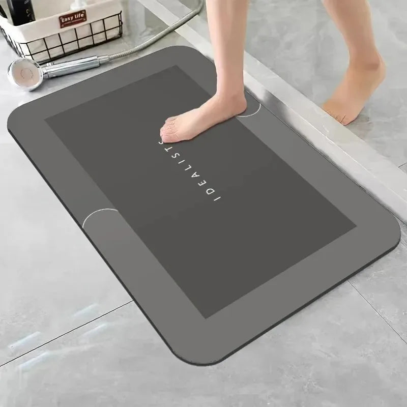 tapis bain absorbant antidérapant séchage rapide doux moderne gris plat